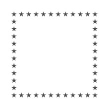A Frame Of Small Stars On A White Background In The Style Of A Silhouette For Printing And Designing Postcards, Invitations, Photo Frames. Vector Illustration.