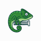 Fototapeta Dinusie - premium vector chameleon and bolt logo illustration