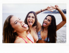 Cheerful Girls In Bikini Making Faces At Camera