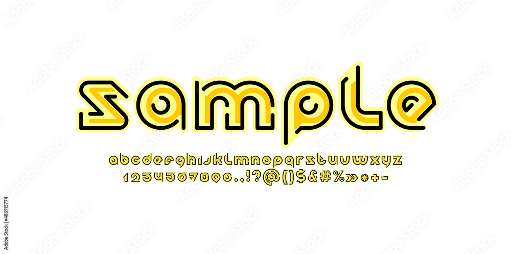 Digital font, rounded modern alphabet, trendy letters from A to Z and ...