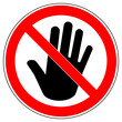 vsrr316 VectorSignRoundRed vsrr - german: stop hand . english: prohibition sign . no entry . do not touch . vector graphic sign . transparent background . AI 10 / EPS 10 . g11196