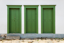 Three Old Green Door