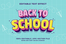 Editable Text Effect - Back To School 3d Traditional Cartoon Template Style Premium Vector