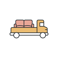 Poster - moving icon from delivery and logistic collection. thin outline moving, direction, move detailed off