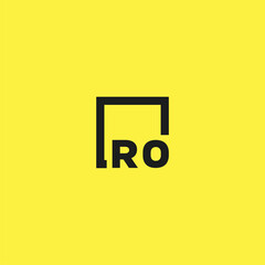 RO initial monogram logo with square style design