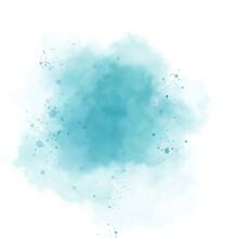 Abstract Blue Sky Watercolor Background With Space For Texts. Hand Drawn Abstract Light Blue Watercolor Splash With Blue And White Spot On White Background. Blue Dust Explosion Isolated On White BG. 