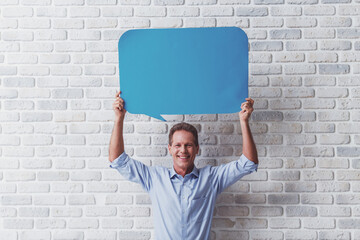 Wall Mural - Man with speech bubbles