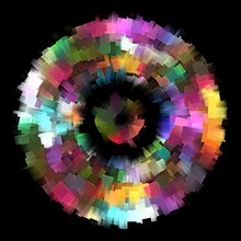 An Abstract Illustration Featuring Colorful Concentric Rings On A Black Background