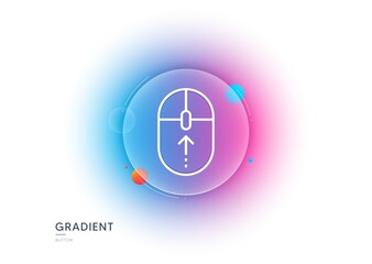 Poster - Swipe up mouse line icon. Gradient blur button with glassmorphism. Scrolling arrow sign. Landing page scroll symbol. Transparent glass design. Swipe up line icon. Vector