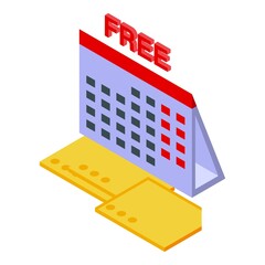 Poster - Free course calendar icon isometric vector. Online education. Learn training