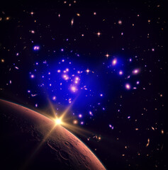 Wall Mural - mars and free space. the elements of this image furnished by nasa.