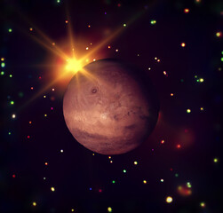 Wall Mural - mars and free space. the elements of this image furnished by nasa.