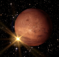 Wall Mural - mars and free space. the elements of this image furnished by nasa.
