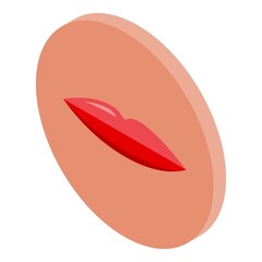 Sticker - Lips articulation icon isometric vector. Mouth speech. Child sound