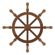 Illustration Of Ship Steering Wheel. Marine Or Nautical Image For Travel Or Trip.