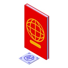 Sticker - Passport sign icon isometric vector. Hand id. Digital online