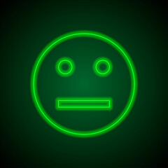 Wall Mural - Smile simple icon vector. Flat desing. Green neon on black background with green light