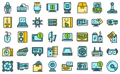 Poster - Computer store icons set outline vector. Online store. Web marketplace