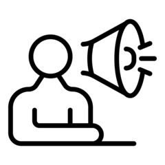 Poster - Conference webinar icon outline vector. Online video. Computer office