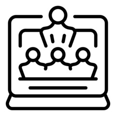 Poster - Group online conference icon outline vector. Computer office. Webinar chat
