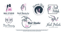 Set Of Nail Beauty Logo Design For With Creative Element Concept Premium Vector