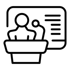 Poster - Online speaker icon outline vector. Group video. Business computer
