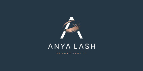 Wall Mural - Lash logo design for beauty with letter A concept Premium Vector