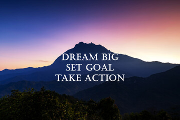 Wall Mural - Motivational and Inspirational Quotes - Dream Big, Set Goal, Take Action.