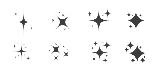 Wall Mural - sparkle icon set. shiny cartoon stars. glowing light effect stars and bursts collection