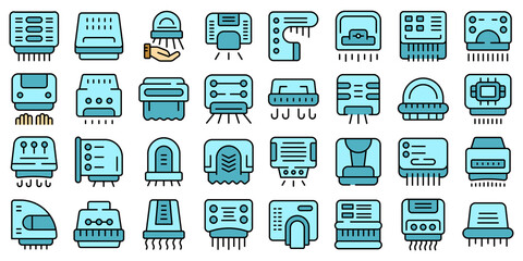 Poster - automatic drying machine icons set outline vector. air clean. clean blower