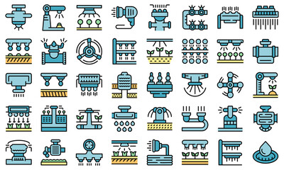 Poster - Irrigation system icons set outline vector. Agriculture farming. Smart system