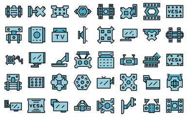 Poster - TV mount icons set outline vector. Wall bracket. Arm panel