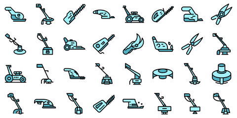 Poster - Garden trimmer icons set outline vector. Clipper backyard. Care cutter