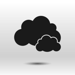 Wall Mural - Clouds black icon. Hand drawn simple vector. Stylized glyph isolated on white background. Best for seamless patterns, polygraphy, logo creating, mobile apps and web design.