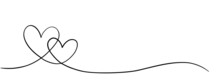 One Line Drawn Hearts. Valentine's Day Vector Illustration. Modern Single Line Art.