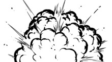 モノクロのコミック風爆発エフェクト　爆破　爆弾　背景装飾イラスト