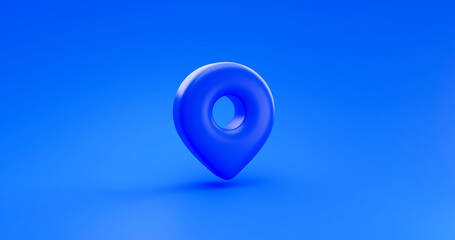 Poster - Blue Pin marker Navigation gps Location point or pointer symbol icon illustration isolated on Blue background 3D rendering