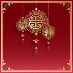 Wall Mural - Chinese oriental wedding invitation card template with oriental 