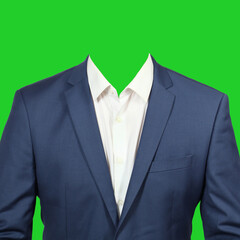 men's suit on a green background for montage.