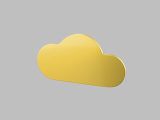 Poster - Golden one color cloud half view on gray flat background. Minimalistic design object. 3d rendering icon ui ux interface element.