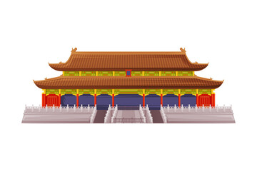 Wall Mural - Chinese Temple Architecture as China Object and Traditional Cultural Symbol Vector Illustration