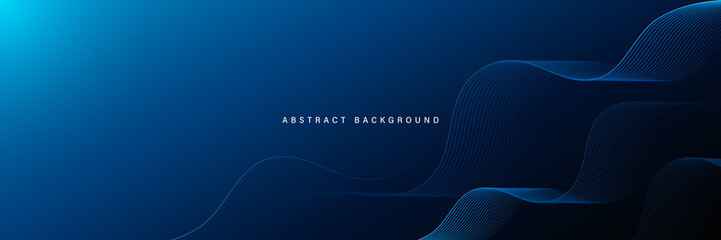 Canvas Print - abstract modern blue gradient background with glowing flow wavy lines. futuristic technology concept