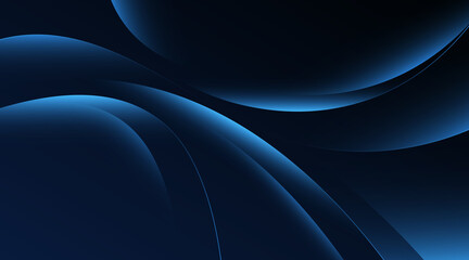 Dark blue abstract background with glow curve graphic elements. Modern neon glowing wave texture design. Suit for poster, cover, brochure, presentation, flyer, website, banner