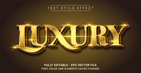 Wall Mural - Golden Luxury Text Style Effect. Editable Graphic Text Template.