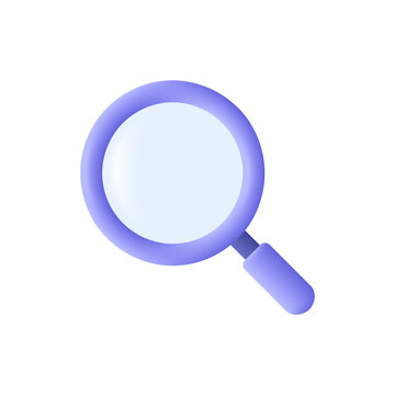Wall Mural - Magnifying glass. Discovery, research, search, analysis concept. 3d vector icon. Cartoon minimal style.