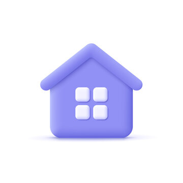 Wall Mural - Minimal house symbol. Real estate, mortgage, loan concept. 3d vector icon. Cartoon minimal style.