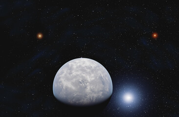 Wall Mural - planet with nebula and stars on background.
