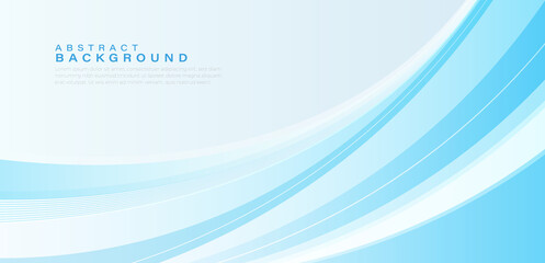 Abstract simple blue and white curve template background. Modern light blue gradient curve shape vector graphic with space for your text. Suit for poster, brochure, website, flyer, banner
