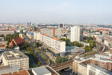 Wall Mural - Berlin skyline panorama town city in Germany aerial view