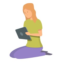 Poster - Home digital reading icon cartoon vector. Online read. Student education